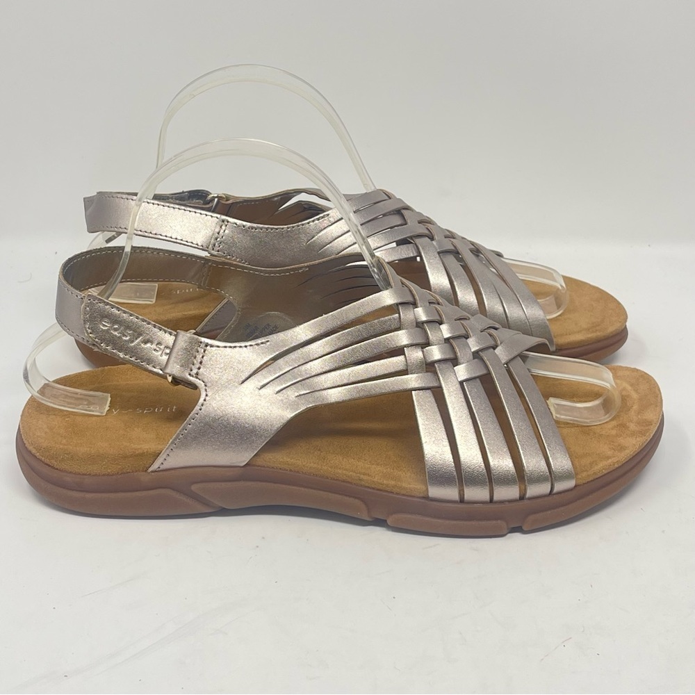 Easy Spirit Mar Sandals Womens 10 M Rose Gold Metallic Open Toe Shoes Gum Soles